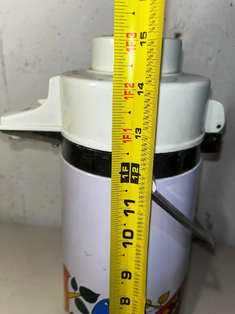 Vintage Air Pot Vacuum Thermos Pump Drink Dispenser MCM Colorful Partridge Birds